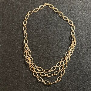 Elegant 925 Silver/14k Gold Plated Multi Layered Textured/Hammered Oval Link